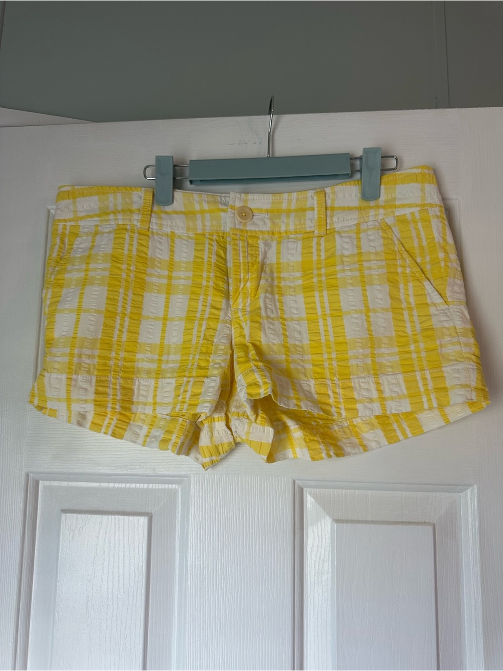 Lilly Pulitzer Yellow and White Plaid Bermuda Shorts
